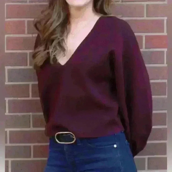 H&M Fine-knit jumper size  XS in burgundy - Picture 7 of 7